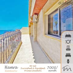 Hamra | Huge Balcony | Sea View | Furnished/Equipped 1 Bedroom Apart