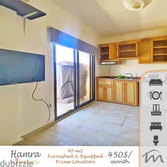 Hamra | Catchy Furnished/Equipped 1 Bedroom Apt | Prime Location
