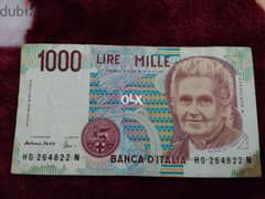 1000 Lire Italy banknoteعملة ورقية ايطالية ١٠٠٠ لير