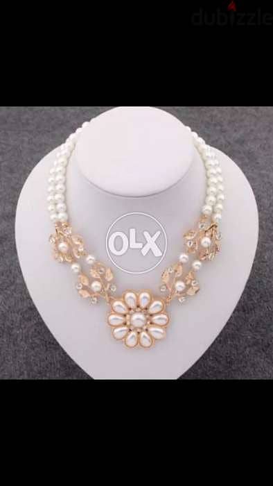 Pearl chain rhinestone Crystal flower necklace artificial 1