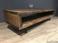 Rustic wood old style tv unit طاولة تلفاز خشب سميك