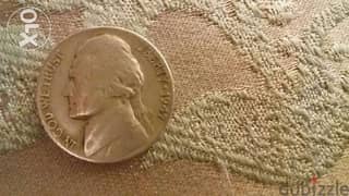 USA Five Cents Coin Nickel o Presidnt Jefferson Coin year1947
