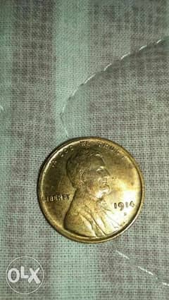 One USA wheat Cent Peny year 1914 D