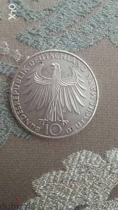 1972 Olympic German Coin Deutschland Silver 10 Marks year 1972