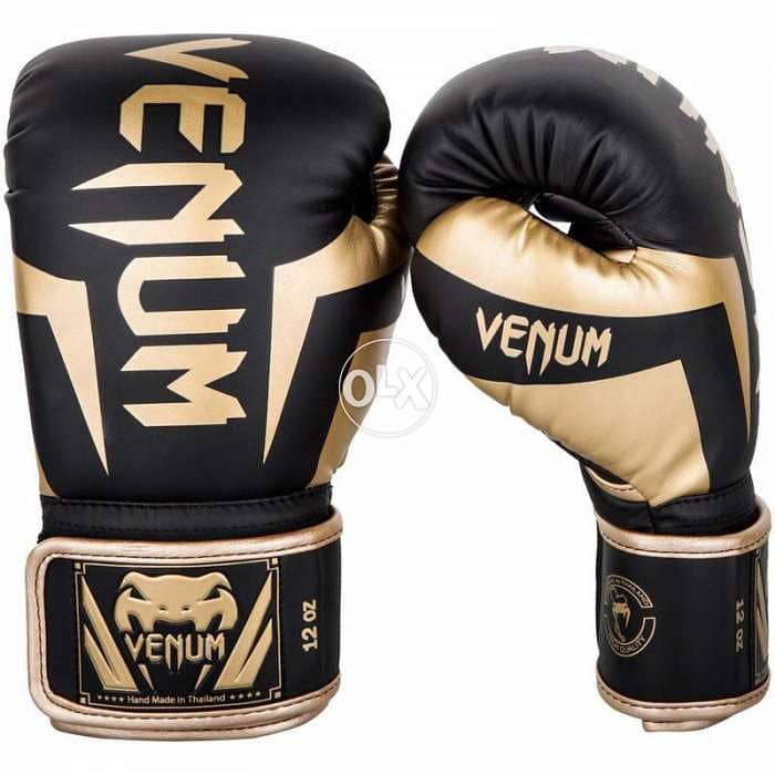 Venum Boxing Gloves Elite Black Gold Martial Arts Equipment 1