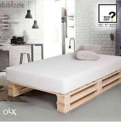 Bed 120cmX100 indore rustic pallet تخت مفرد خشب