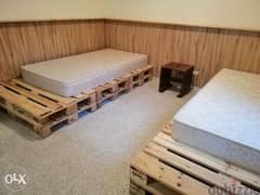 Pallets bed wood decorative تخت خشب طبالي مفرد 120