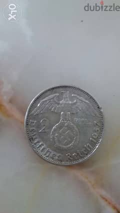 Hiter German Nazi Third Riech Silver Coin year 1939 WW2 World War Two