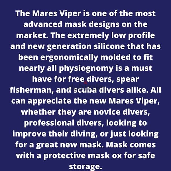 Mares viper low volume mask 3