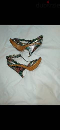 shoes snake skin real size 6 wood heel worn once
