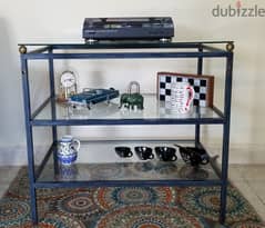 Table glass and fer forgé  (wrought iron) for TV and decor