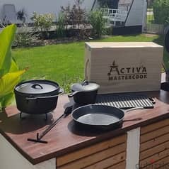 ACTIVA Dutch oven set, 7 pieces, pot, pan (cast iron)