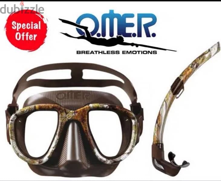 Omer camo mask and snorkle for diving spearfishing ناضور للغطس 0