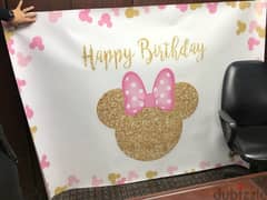 birthday supplies, decoration banner, backround, Minnie mouse theme