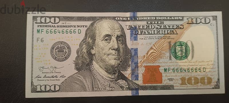 binary 100 dollar bill near solid 66646666 1