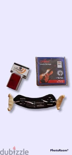 violin strings ,   violin rosin and  shoulder rest