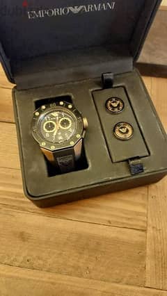 Watch Emporio Armani chronograph with cufflinks