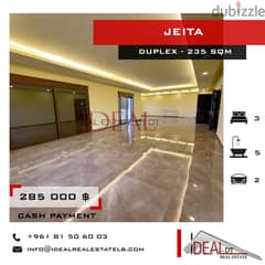 Duplex for sale in jeita 235 SQM REF#NW56150