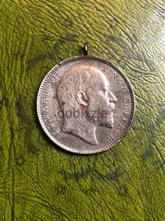 Antique silver 1904  British India King Edward VII 1RUPEE  pendant