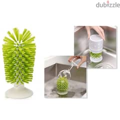 Brush-Up In-Sink Green Cup Brush With Silicone Suction Cup Base