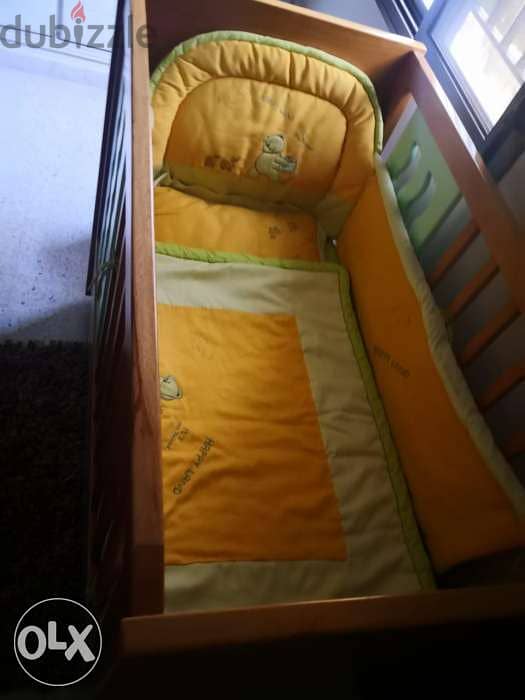 Baby bed + mattress+ set for bed from 4pic. 1