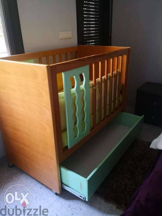 Baby bed + mattress+ set for bed from 4pic. 3
