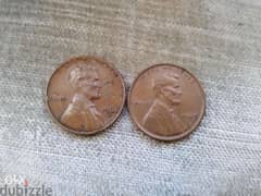 Set of two USA Penny cents 1968 S and 1969 S
