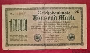 1922 Germany 1000 Mark low grade banknote