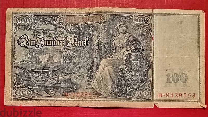 1910 Germany 100 Mark low grade banknote 1