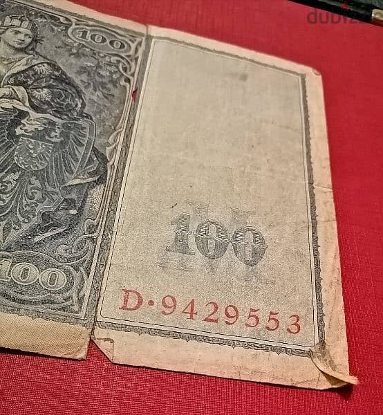 1910 Germany 100 Mark low grade banknote 2