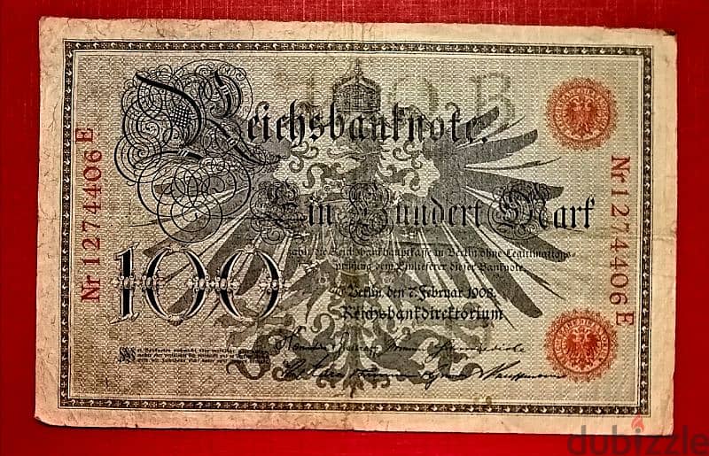 1908 Germany 100 Mark banknote 1