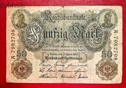 1910 Germany 50 Mark banknote