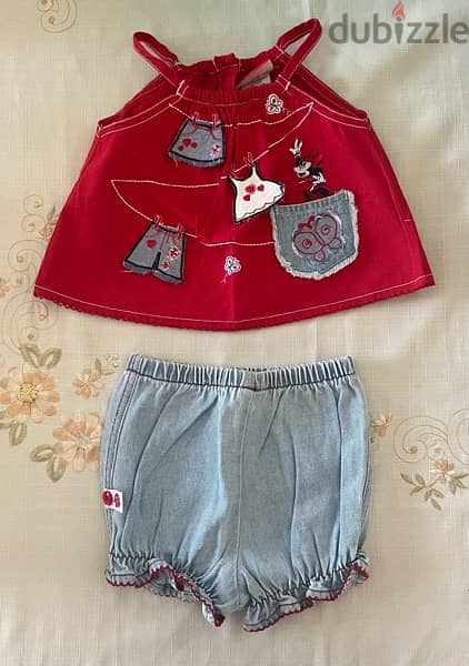 Minnie Mouse Red Top and Jean Shorts 0