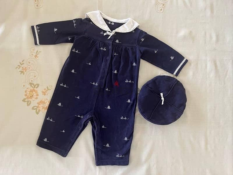 Sailor Designed Blue Cotton Overall with Hat 0
