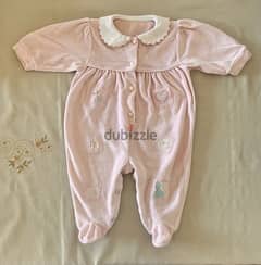 Pink Cotton Velevet Overall 0