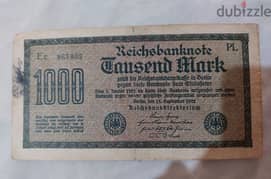 German Old Reich Banknote minted in Berlinyear 1922