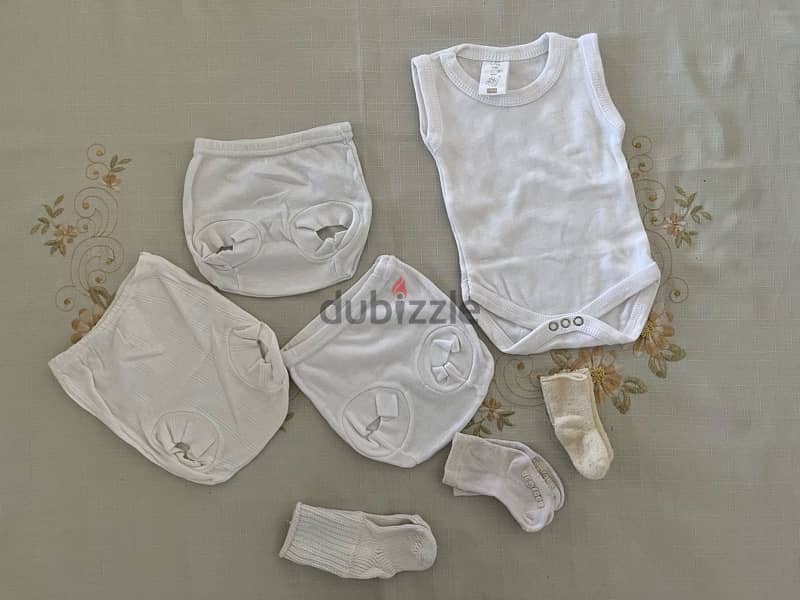 White Overalls, 3 underwear and 3 pairs of socks 0