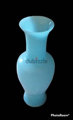 Big Mid-century Blue Opaline Vase