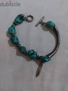 Bracelet old Turquoise  Silver weight 25.5 gramsسوار فيروز قديم فضة