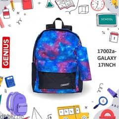 Genius School Bag 2 Pcs Set 17" - 17002a-GALAXY