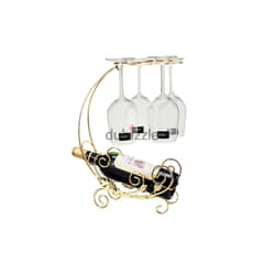 Float Boat Wine Rack in Gold, 4 Glasses, 1 Bottle