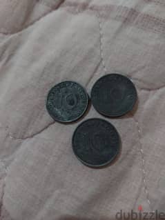 Three German Nazi Coins WW II