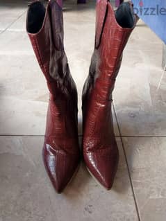 leather and velvet boots