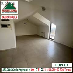 450,000$ Cash Payment!! Duplex for sale in Baabda Brazilia!!